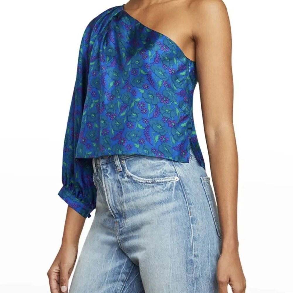 Veronica Beard Lyric Silk Top Cobalt Multi